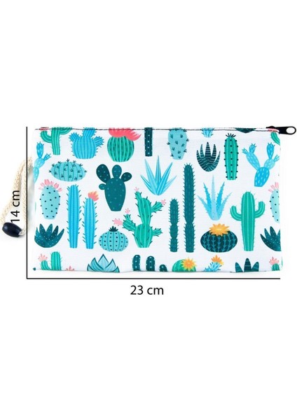 Çiçek Desenli Büyük Boy Fermuarlı Kalemlik ve Makyaj Çantası 14X23 cm modelleri