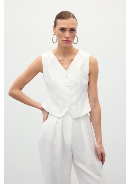 Keten Yelek - Ekru modelleri