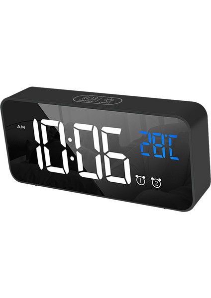 Led Alarm Elektrikli Saat Çok Işlevli Zarif Aynalı Yüzey Sessiz Başucu Saati Ev Yatak Odası Ofis Dekoru Siyah (Yurt Dışından) fiyatları