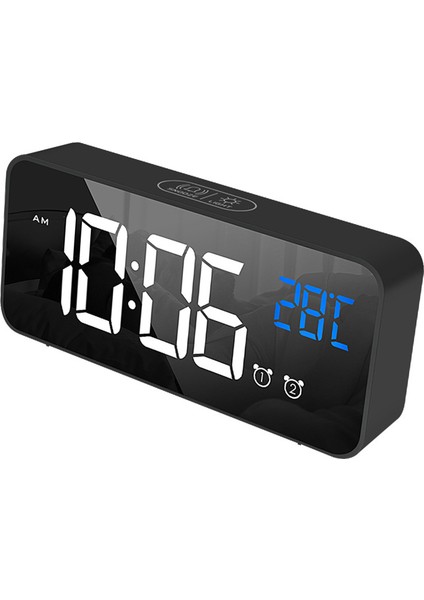 Led Alarm Elektrikli Saat Çok Işlevli Zarif Aynalı Yüzey Sessiz Başucu Saati Ev Yatak Odası Ofis Dekoru Siyah (Yurt Dışından) fırsatları