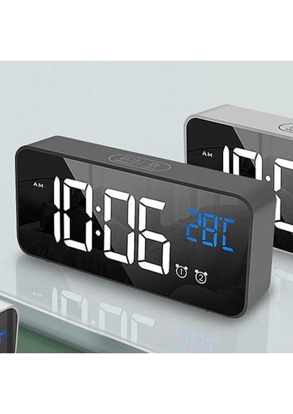 Led Alarm Elektrikli Saat Çok Işlevli Zarif Aynalı Yüzey Sessiz Başucu Saati Ev Yatak Odası Ofis Dekoru Siyah (Yurt Dışından) indirimleri