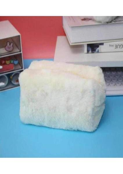Yumuşak Peluş Beyaz Makyaj Çantası, Günlük Kullanım Için Şık ve Pratik Tasarım fırsatları