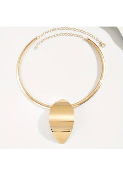 Oval Plak Adetay Choker Kolye