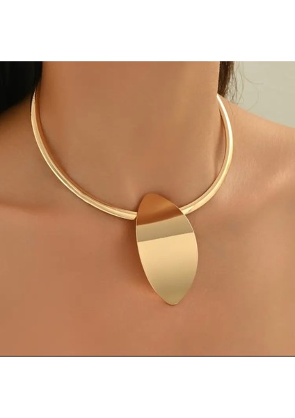 Oval Plak Adetay Choker Kolye