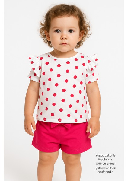 Kız Bebek Puanlı Tişört ve Şort Takımı