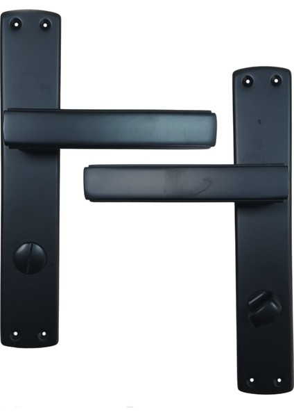 Wc Kapı Kolu ve Kilit Seti, Lusso Siyah Aynalı Wc Kapı Kolu ve 45X18MM Siyah Wc Gömme Kilit Set fiyatları