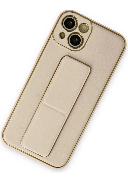 Newface iPhone 14 Plus Kılıf Coco Deri Standlı Kapak - Gold fiyatları