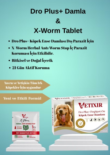 Kedi Bitkisel Iç Dış Anti Parazit Ense Bitkisel Damla Seti - 5 Damla 2 Tablet