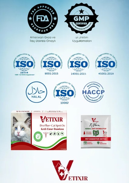 Kedi Bitkisel Iç Dış Anti Parazit Ense Bitkisel Damla Seti - 5 Damla 2 Tablet