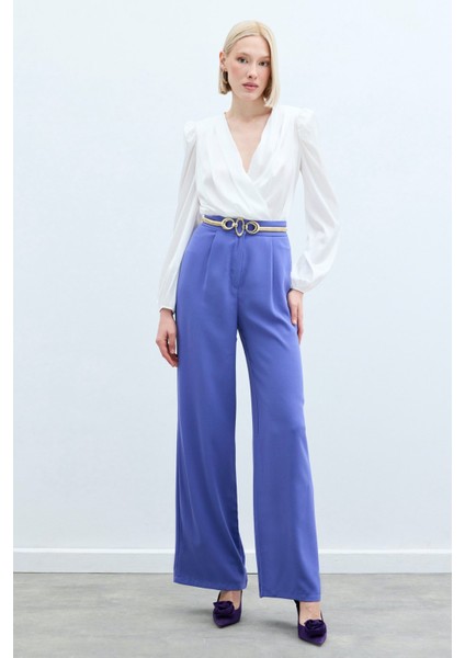 Pileli Krep Pantolon - Mor fiyatları