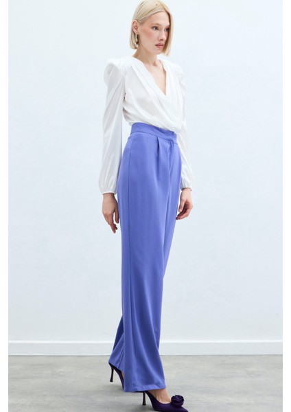 Pileli Krep Pantolon - Mor fırsatları