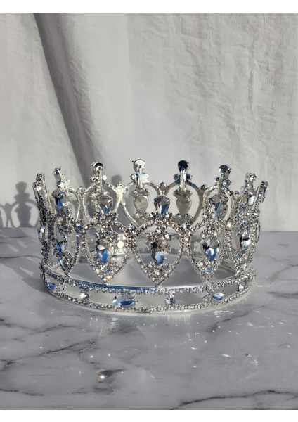 Pasta Tacı Doğum Günü Tacı Kraliçe Tacı Brithday Tacı Kına Düğün Damla Gümüş Kaplama 13CM modelleri