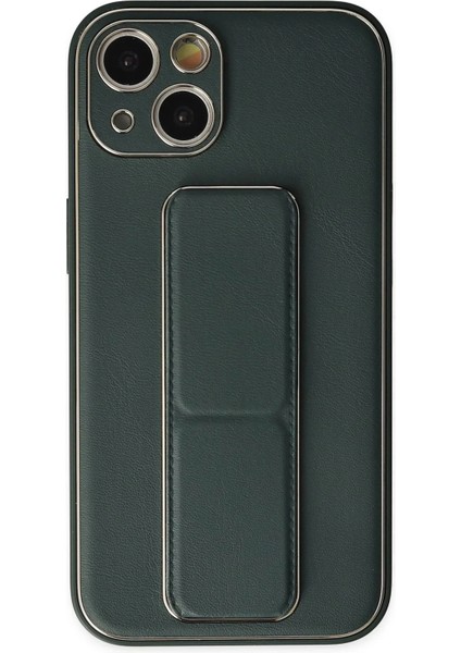 Newface iPhone 14 Plus Kılıf Coco Deri Standlı Kapak - Yeşil