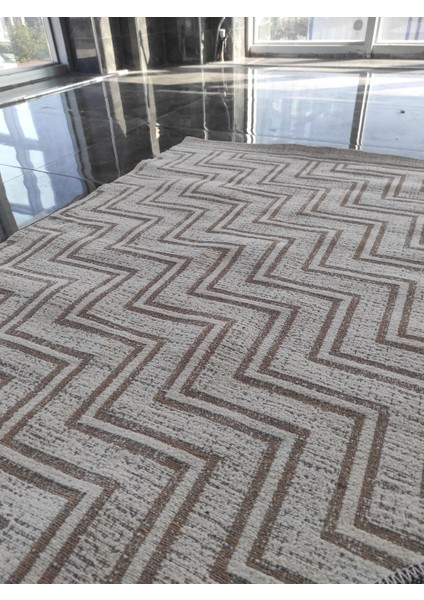 Modern Zarif Dokuma Kilim 120*170 Krem-Kahve