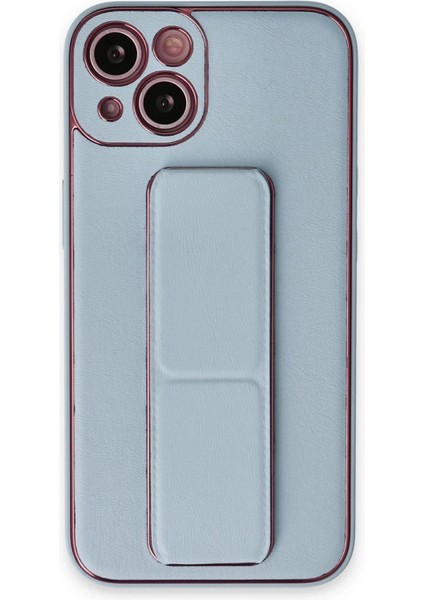 Newface iPhone 14 Plus Kılıf Coco Deri Standlı Kapak - Sky Blue