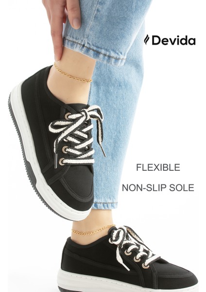 Kadın Siyah Spor Ayakkabı Günlük Rahat Air Taban Sneaker N150 fırsatları