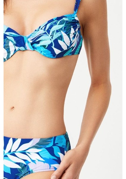 Telli Kapsız Yüksek Belli Azul Desenli Toparlayıcı Bikini Takımı fiyatları