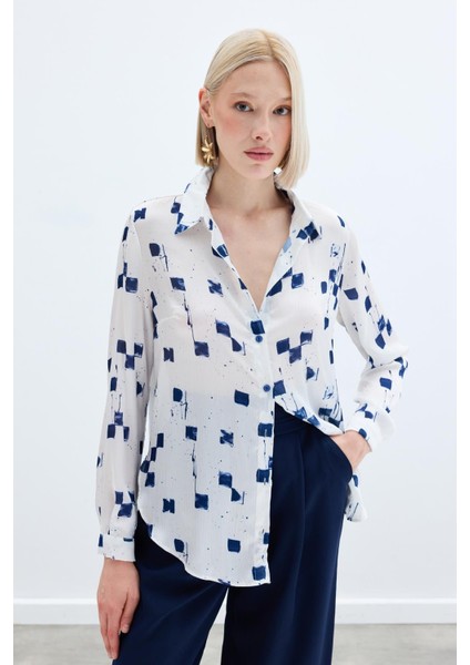 Desenli Klasik Gömlek - Lacivert fiyatları