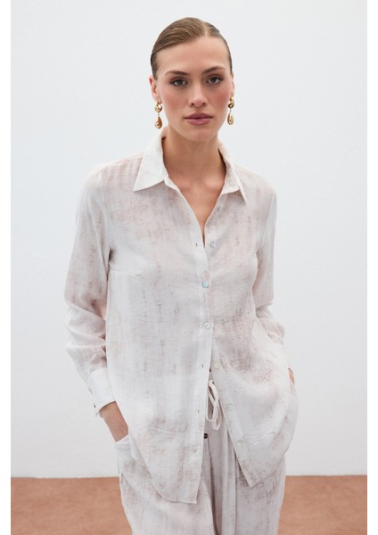 Desenli Salaş Gömlek - Taş