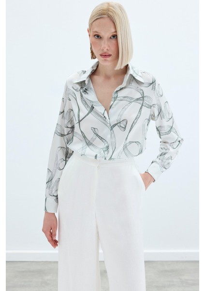 Desenli Klasik Gömlek - Haki modelleri