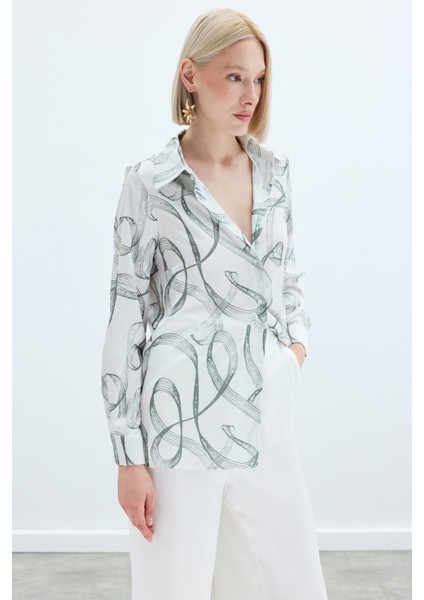 Desenli Klasik Gömlek - Haki fırsatları