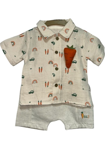 Erkek Bebek Havuç Detaylı Yazlık Takım – Gömlek & Şort 2'li Set fiyatları