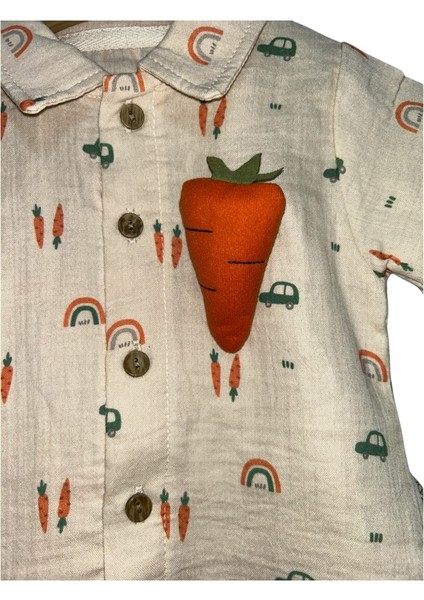 Erkek Bebek Havuç Detaylı Yazlık Takım – Gömlek & Şort 2'li Set modelleri