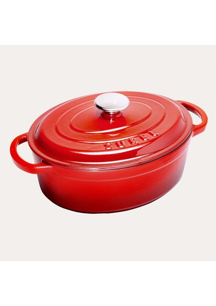 Oval Tencere Dagrade Kırmızı 23X29 cm