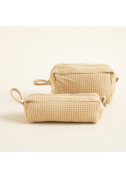18,5x6 cm Doğal Waffle Aksesuar Çantası, Şık ve Pratik Kullanım Sağlar.
