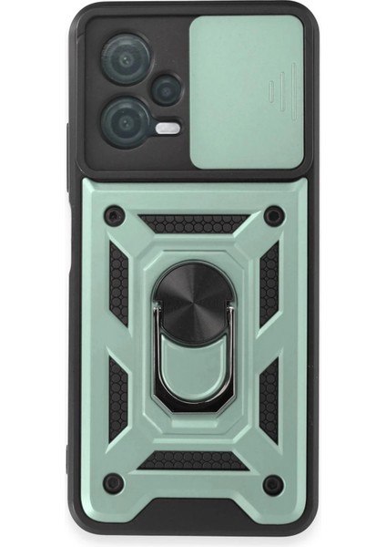 Newface Xiaomi Redmi Note 12 5g Kılıf Pars Lens Yüzüklü Silikon - Yeşil