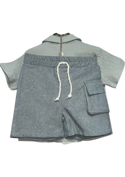 Erkek Bebek Yazlık Gömlekli "awesome Summer" Nakışlı Şort Takım indirimleri