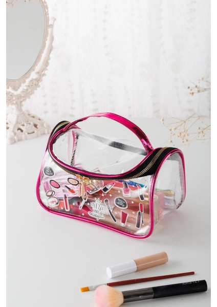 Şeffaf Mor Seyahat ve Kişisel Bakım Çantası, Pratik Organizer, Şık ve Hafif Tasarım