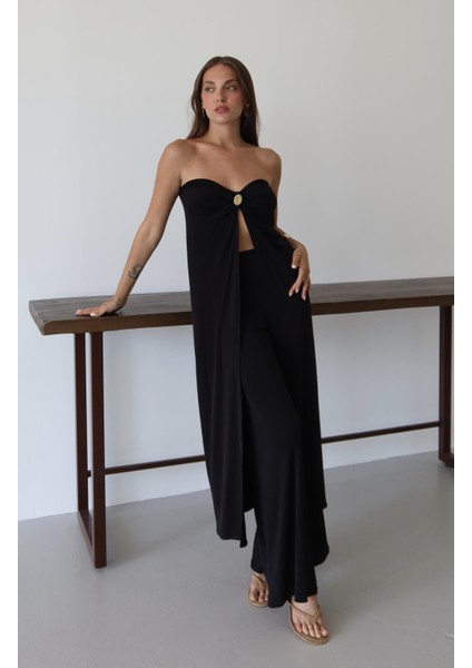 Siyah Bianca Pelerin Pantolon Takım