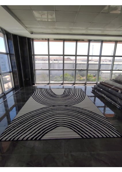 Modern Zarif Dokuma Kilim Siyah Beyaz 240*305 modelleri