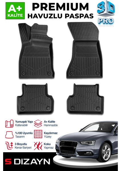 Audi A5 3D Pro Havuzlu Paspas 2016 Üzeri A+ Kalite