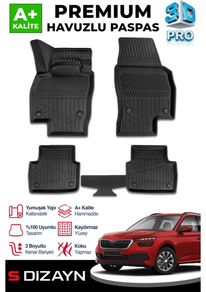 Skoda Kamiq 3D Pro Havuzlu Paspas 2019 Üzeri A+ Kalite