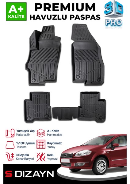 Fiat Linea 3D Pro Havuzlu Paspas 2007-2018 A+ Kalite