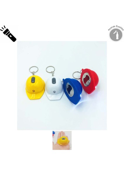 Fener ve Açacak Özellikli Baret Anahtarlık Fonksiyonlu Anahtarlık (1 Adet) (Ebat: 5,7 cm x 4,4 Cm) modelleri