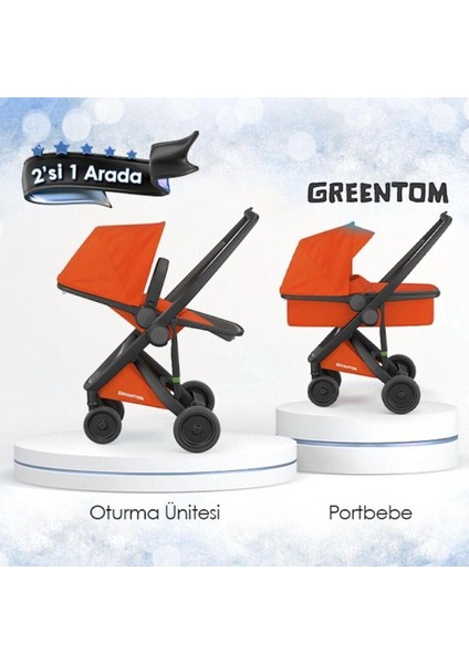 2'si 1 Arada Set - Bebek Arabası - Turuncu