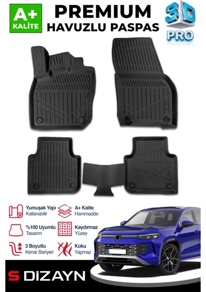 Vw Tayron 3D Pro Havuzlu Paspas 2025 Üzeri A+ Kalite
