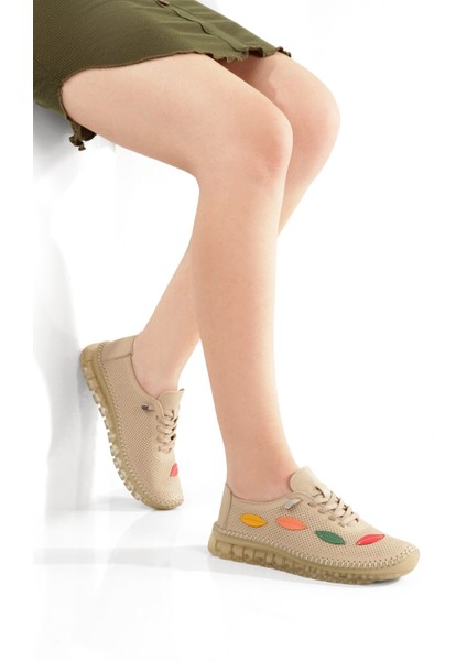 Aryan Krem Ten Rengi Hakiki Deri Yazlık Delikli Babet Anatomiye Uygun Spor Ayakkabı indirimleri