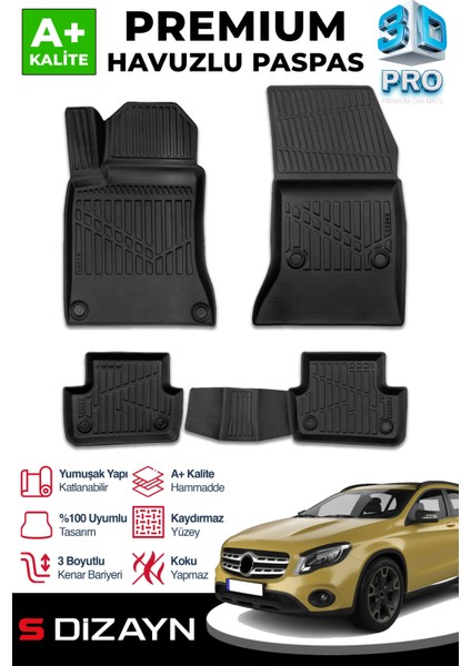 Mercedes Gla 3D Pro Havuzlu Paspas 2014-2019 A+ Kalite