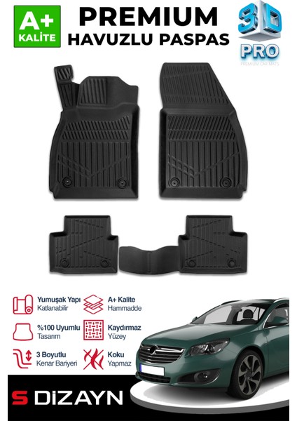 Opel Insignia 3D Pro Havuzlu Paspas 2012-2017 A+ Kalite