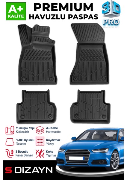Audi A4 3D Pro Havuzlu Paspas 2016 Üzeri A+ Kalite