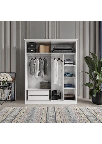 Toprak 4 Kapaklı Bazalı Gardırop Tamamı Mdf