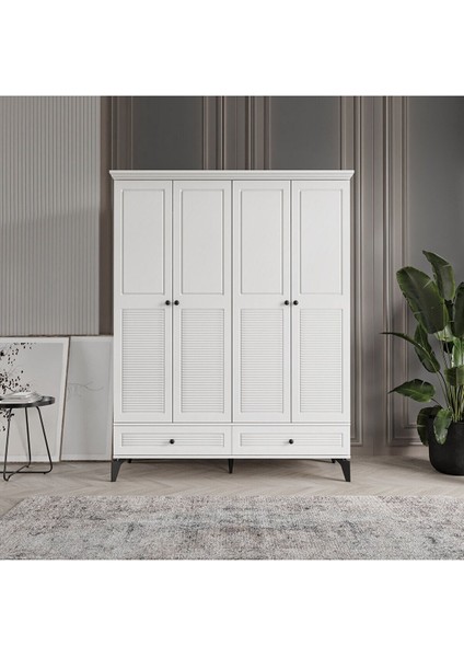 Inci 4 Kapaklı Beyaz Gardırop Tamamı Mdf fiyatları