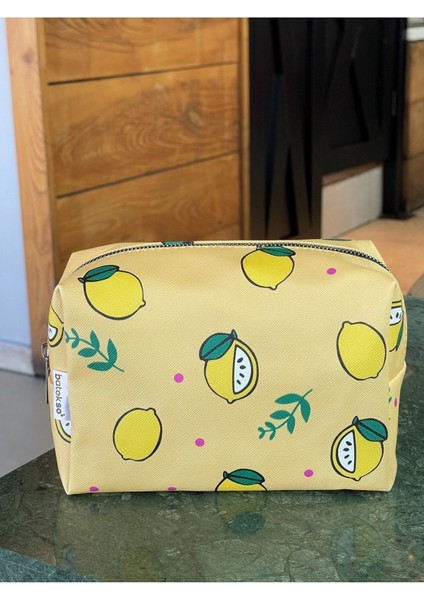 Limon Desenli Kadın Makyaj Çantası, Şık ve Renkli Tasarım fırsatları