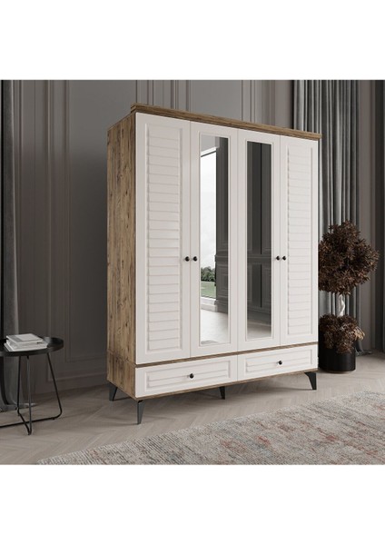 Sofya 4 Kapak Antrasit Gardırop