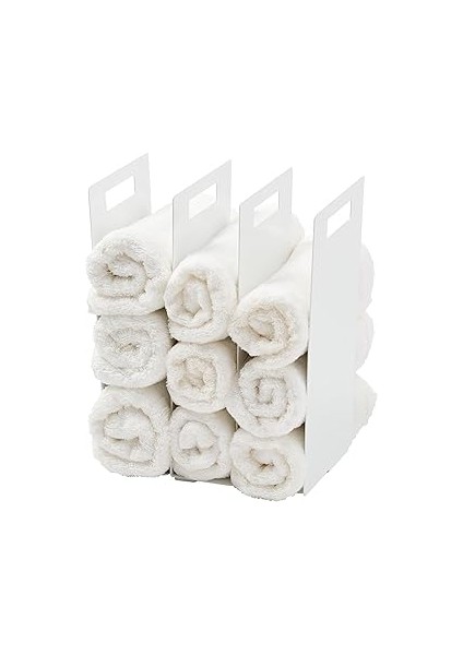 Yamazaki Home Kule Beyaz Kenetlemeli Havlu Düzenleyici (2'li Set)