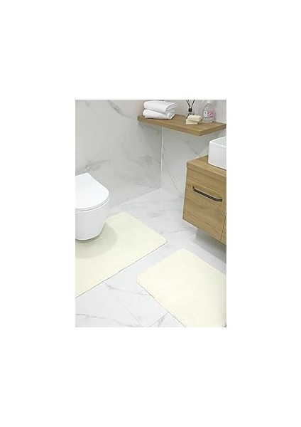 Favora 2li Kaydırmaz Banyo Paspası - Krem